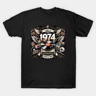 Aged to perfection 1974 Vinyl LP Music Record and Cassette tapes T-Shirt